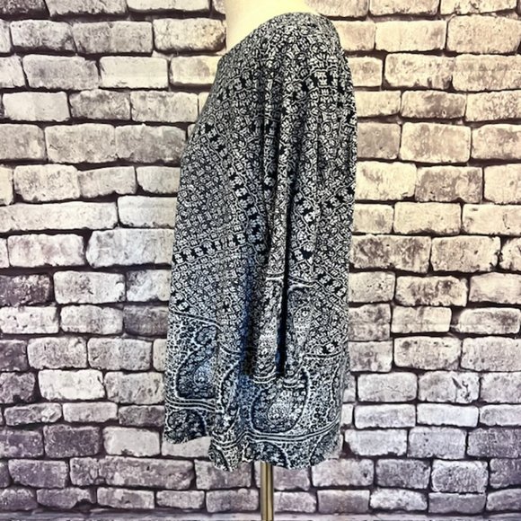 Lucky Brand Navy & White 3/4 Sleeve Blouse Size 1X - Picture 4 of 9